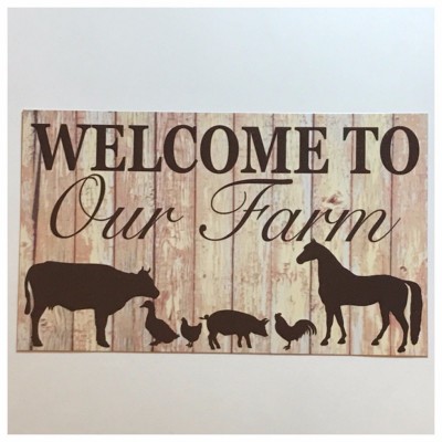 Welcome Farm Sign Hanging or Wall Plaque Country Horse Chicken Rooster Pig       302385973901